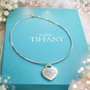 Authentic Tiffany & Co. Snake Chain Medium Heart Tag Pendant Necklace